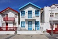 Striped colored houses, Costa Nova, Beira Litoral, Portugal, Eur