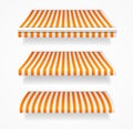 Striped Colorful Awnings Set. Vector