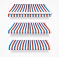 Striped Colorful Awnings Set. Vector Royalty Free Stock Photo