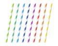 Striped colorful drinking straws