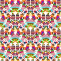 Striped colorful ethnic style vector seamless pattern. Cartoon illustration. Bright abstract floral background. Vintage paisley Royalty Free Stock Photo