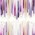 Striped colorful hand drawn watercolor seamless pattern with gold glitter. Vertical stripes painting vector background. Repeat Royalty Free Stock Photo