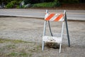 Striped construction barricade