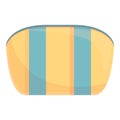 Striped cosmetic bag icon cartoon vector. Makeup case