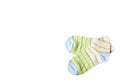 Striped cotton sock, child footwear. Isolated background Royalty Free Stock Photo