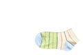 Striped cotton sock, child footwear. Isolated background Royalty Free Stock Photo