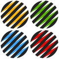 Striped 3d spheres, orbs. Sphere icons, abstract sphere logos.