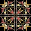 Striped embroidery Baroque vector seamless pattern. Royalty Free Stock Photo