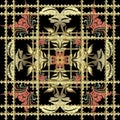 Striped embroidery 3d Baroque seamless pattern. Royalty Free Stock Photo