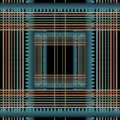 Striped embroidery vector seamless pattern. Grunge tapestry stripes, borders. Geometric ethnic style tribal background. Embroider Royalty Free Stock Photo