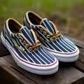 Striped Era Vans: Navy Bamboo Slippers With Photorealist Details