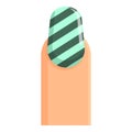 Striped fashion nail icon cartoon vector. Hand female beauty Royalty Free Stock Photo