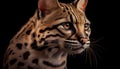 Striped feline close up portrait highlights majestic beauty ,generative AI