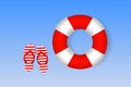 Striped Flip-Flops and lifebuoy