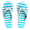 Striped flipflops in blue and white summer sandals isolated on white generative ai illustration
