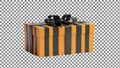 Striped Gift Box with Black Bow Royalty Free Stock Photo