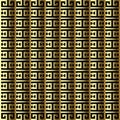 Striped gold 3d greek vector seamless border pattern. Golden ornamental surface background. Ornate repeat geometric abstract back Royalty Free Stock Photo
