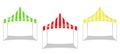 Striped green, red, yellow and white canopy tent. Pop-up gazebo. Folding marquee. Outdoor summer event portable instant shelter