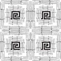 Striped grunge geometric seamless pattern. Greek ornaments. Abstract checkered modern background. Interesting black and white geo Royalty Free Stock Photo