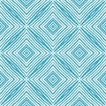 Striped hand drawn pattern. Turquoise