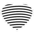 Striped heart icon, simple style.