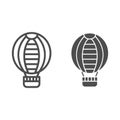 Striped hot air balloon line and solid icon, Balloons festival concept, Air transport for travel sign on white Royalty Free Stock Photo