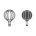 Striped hot air balloon line and solid icon, Balloons festival concept, Air transport for travel sign on white Royalty Free Stock Photo