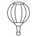 Striped hot air balloon thin line icon, Balloons festival concept, Air transport for travel sign on white background Royalty Free Stock Photo