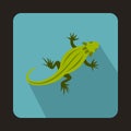 Striped iguana icon, flat style