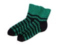 Black and green color striped isolated woolen socks Royalty Free Stock Photo