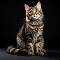 Striped Kitten Studio Portrait On Black Background