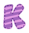 Striped letter K stitched patch Royalty Free Stock Photo