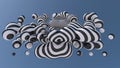 Striped liquid balls in the sky. Abstract illustration, 3d rendering. Royalty Free Stock Photo