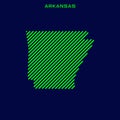 Striped Map of Arkansas Vector Design Template.