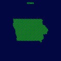 Striped Map of Iowa Vector Design Template.