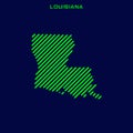 Striped Map of Louisiana Vector Design Template.