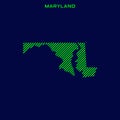Striped Map of Maryland Vector Design Template.