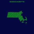 Striped Map of Massachusetts Vector Design Template.