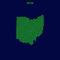 Striped Map of Ohio Vector Design Template.