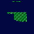 Striped Map of Oklahoma Vector Design Template.