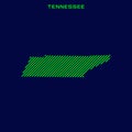 Striped Map of Tennessee Vector Design Template.