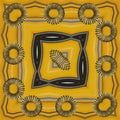 square format pattern of metallic mobius ring with yellow grey black and white striped patterns Royalty Free Stock Photo