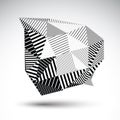 Striped monochrome abstract vector object isolated on white back