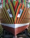 Striped Multi Colored Ship's Bow Royalty Free Stock Photo