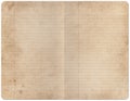 Striped notebook background on aged, stained and marred paper. Vintage style