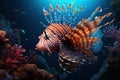 Striped Ocean lionfish. Generate Ai