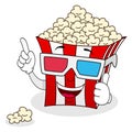 Striped Popcorn Bag with 3d Glasses