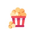 Red striped popcorn bucked flat vector icon Royalty Free Stock Photo