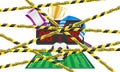 Striped protective tape prohibiting any sporting events of the epidemic of coronavirus covid-19 vector illustration
