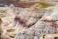 Striped purple sandstone formations of Blue Mesa badlands in Petrified Forest National Park, Arizona, USA Royalty Free Stock Photo